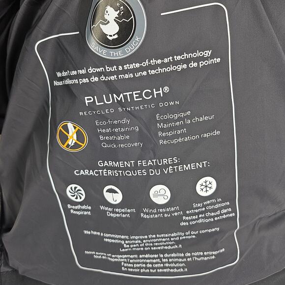 SAVE THE DUCK PLUMTECH GRAY HOODED INSULATED & ECO-FRIENDLY JACKET BOYS SIZE 10 - Picture 4 of 16